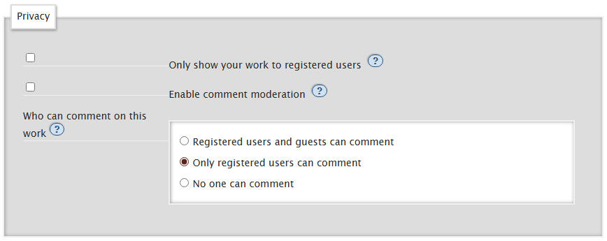 Screenshot of ao3s Privacy section.