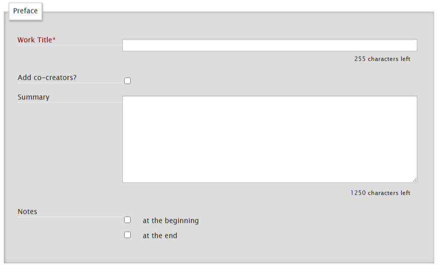 Screenshot of ao3s Preface section.